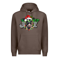 Coffee Christmas joy black and white cow Premium Hoodie - BarkalooDesign
