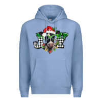Colony Blue Christmas joy black and white cow Premium Hoodie - BarkalooDesign