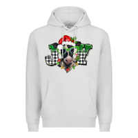 Dove Grey Christmas joy black and white cow Premium Hoodie - BarkalooDesign
