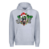 Heather Grey Christmas joy black and white cow Premium Hoodie - BarkalooDesign