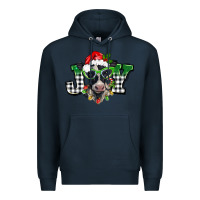 Navy Christmas joy black and white cow Premium Hoodie - BarkalooDesign