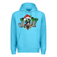Ocean Blue Christmas joy black and white cow Premium Hoodie - BarkalooDesign