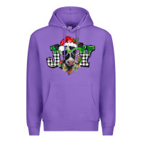 Purple Christmas joy black and white cow Premium Hoodie - BarkalooDesign