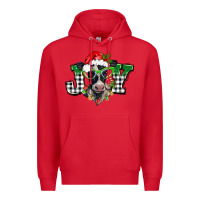 Red Christmas joy black and white cow Premium Hoodie - BarkalooDesign
