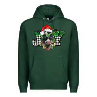 Sports Green Christmas joy black and white cow Premium Hoodie - BarkalooDesign