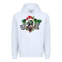 White Christmas joy black and white cow Premium Hoodie - BarkalooDesign