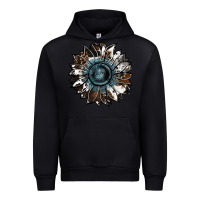 Black cowhide leopard and  leather sunflower Urban Hoodie - RanaPortraitStore