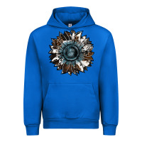Cobalt cowhide leopard and  leather sunflower Urban Hoodie - RanaPortraitStore