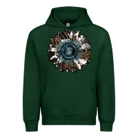 Forest Green cowhide leopard and  leather sunflower Urban Hoodie - RanaPortraitStore