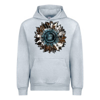 Heather Grey cowhide leopard and  leather sunflower Urban Hoodie - RanaPortraitStore