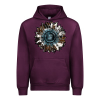 Mauve Wine cowhide leopard and  leather sunflower Urban Hoodie - RanaPortraitStore