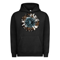 Pigment Black cowhide leopard and  leather sunflower Urban Hoodie - RanaPortraitStore