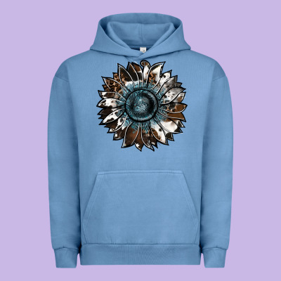Cowhide Leopard And  Leather Sunflower Urban Hoodie Designed By Ranaportraitstore