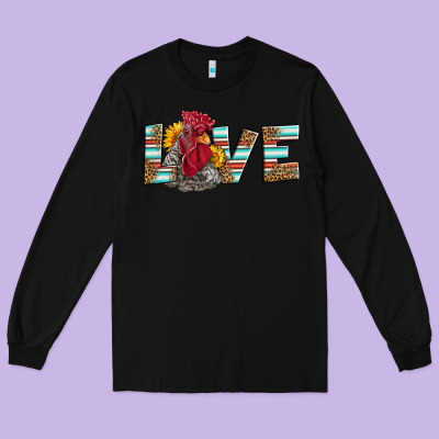 Love Rooster Head Long Sleeve Tee Designed By Lillyallendesigns