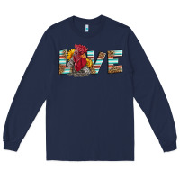 Navy love rooster head Long Sleeve Tee - LillyAllenDesigns