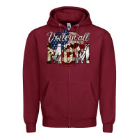 Burgundy volleyball  mom 4 Zipper Hoodie - Jasminsmagicworld