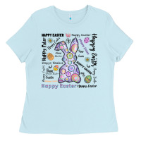 Baby Blue Happy Easter Ladies Tee - CowhideDigitalArt
