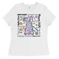 White Happy Easter Ladies Tee - CowhideDigitalArt