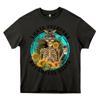 Asphalt I Hate Everyone But Coffee Helps Heavy Core Tee - FaDigitalArtStudio