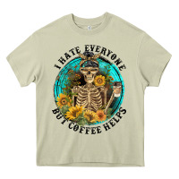 Mossy I Hate Everyone But Coffee Helps Heavy Core Tee - FaDigitalArtStudio
