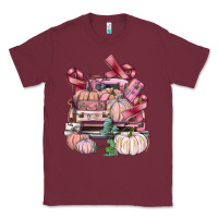 Burgundy Breast Cancer truck with pumpkins Classic Tee - FaDigitalArtStudio