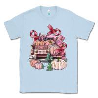 Dusty Blue Breast Cancer truck with pumpkins Classic Tee - FaDigitalArtStudio