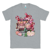 Heather Grey Breast Cancer truck with pumpkins Classic Tee - FaDigitalArtStudio