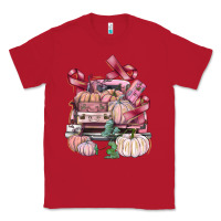 Red Breast Cancer truck with pumpkins Classic Tee - FaDigitalArtStudio