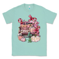Seafoam Breast Cancer truck with pumpkins Classic Tee - FaDigitalArtStudio