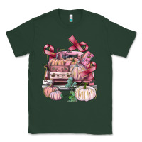 Sports Green Breast Cancer truck with pumpkins Classic Tee - FaDigitalArtStudio