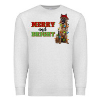 Oatmeal Heather merry and bright german shepherd Premium Sweatshirt - RanaPortraitStore