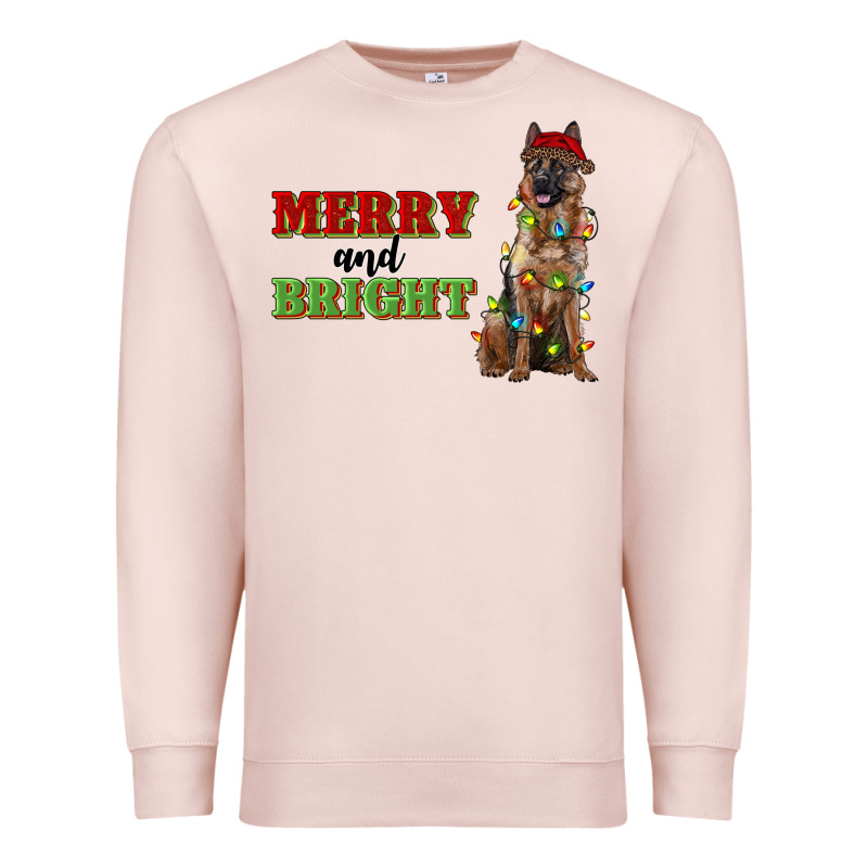 Merry And Bright German Shepherd Premium Sweatshirt by RanaPortraitStore | Teevron