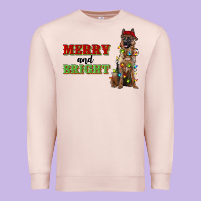 Merry And Bright German Shepherd Premium Sweatshirt Designed By Ranaportraitstore