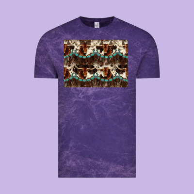 Longhorn Cow Pattern Vintage Tee Designed By Cowhidedigitalart