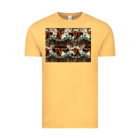 Vintage Mustard Longhorn Cow Pattern Vintage Tee - CowhideDigitalArt