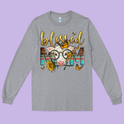 Western Blessed Mom Baby Calf Long Sleeve Tee Designed By Lillyallendesigns