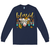 Navy Western Blessed Mom Baby Calf Long Sleeve Tee - LillyAllenDesigns