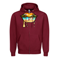 Burgundy beach lips Zipper Hoodie - Jasminsmagicworld