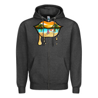 Charcoal Heather beach lips Zipper Hoodie - Jasminsmagicworld