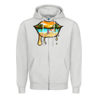 Dove Grey beach lips Zipper Hoodie - Jasminsmagicworld