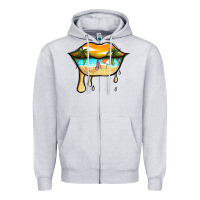 Heather Grey beach lips Zipper Hoodie - Jasminsmagicworld