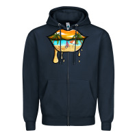 Navy beach lips Zipper Hoodie - Jasminsmagicworld