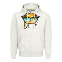 Oatmeal Heather beach lips Zipper Hoodie - Jasminsmagicworld