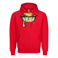 Red beach lips Zipper Hoodie - Jasminsmagicworld