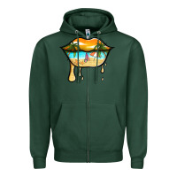 Sports Green beach lips Zipper Hoodie - Jasminsmagicworld