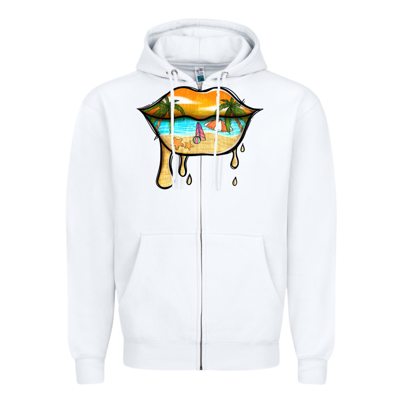 Beach Lips Zipper Hoodie by Jasminsmagicworld | Teevron