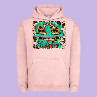 Libra Turquoise Cowhide Urban Hoodie Designed By Ranaportraitstore