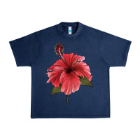 Navy Puerto Rican Hibiscus Flower Illustrations Urban Heavy Tee - LillyAllenDesigns