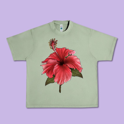 Puerto Rican Hibiscus Flower Illustrations Urban Heavy Tee Designed By Lillyallendesigns