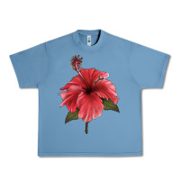 Pebble Blue Puerto Rican Hibiscus Flower Illustrations Urban Heavy Tee - LillyAllenDesigns